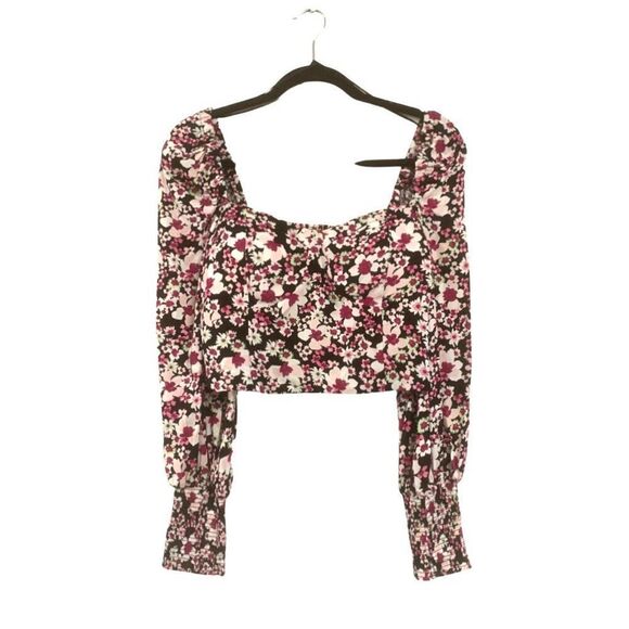 Floral Cropped Puff Sleeve Blouse - Picture 1 of 5